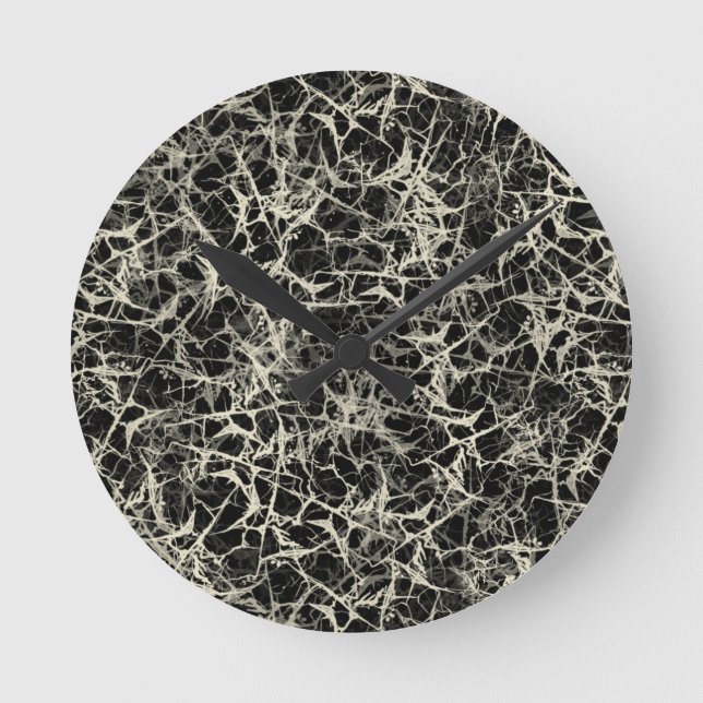 Nätverk med Neurons på Black - sömlös mönster. Rund Klocka (Framsida)