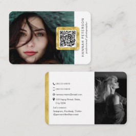 Nätverksfoton för QR-kod, modern snyggt guld Visitkort