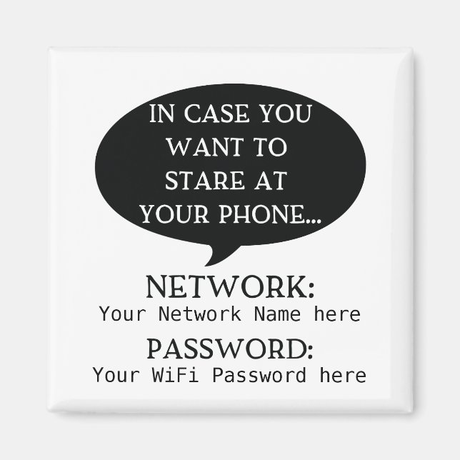 Nätverkslösenord för förenklad WiFi-information Magnet (Framsidan)