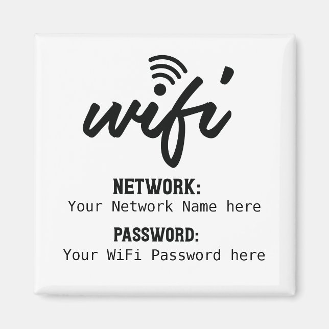 Nätverkslösenord för förenklad WiFi-information Magnet (Framsidan)