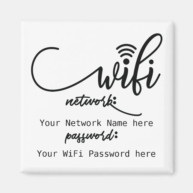 Nätverkslösenord för förenklad WiFi-information Magnet (Framsidan)