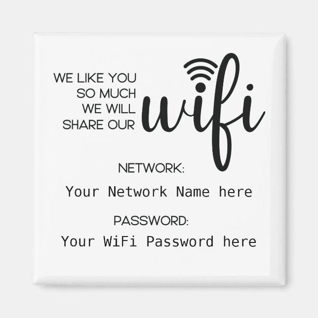 Nätverkslösenord för förenklad WiFi-information Magnet (Framsidan)