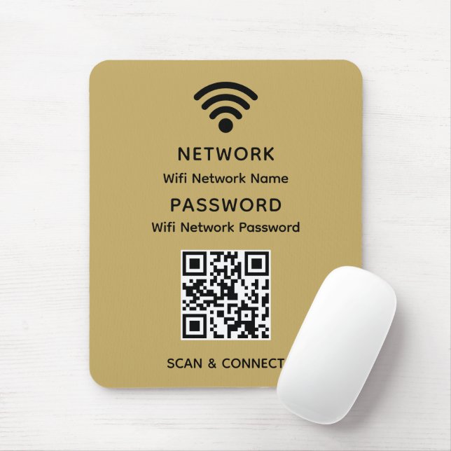 Nätverkslösenord för Guld enkel Elegant WiFi QR-ko Musmatta (Med mus)