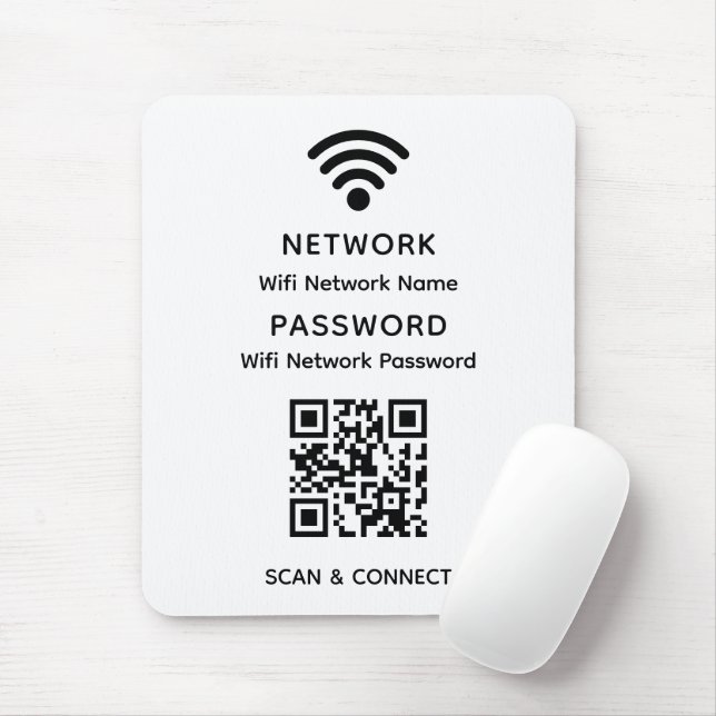 Nätverkslösenord för Wifi QR-kodnätverk med vit en Musmatta (Med mus)