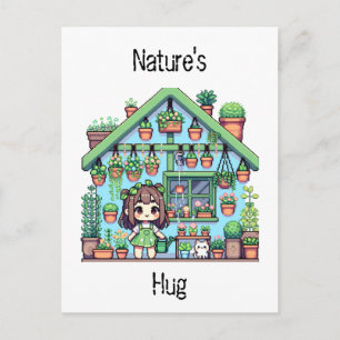 Natys Hug   Cute Plant Älskare Pixel Art Vykort