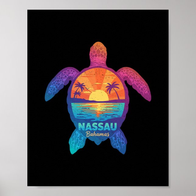 Nau Hamas Tie Dye Sea Turtle Hamas Beach Vacation  Poster (Framsidan)