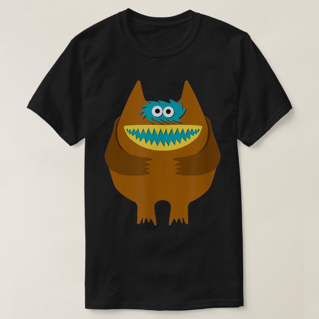 Nauga Mjukisdjur Cute Monster Throwback T Shirt (Design framsida)