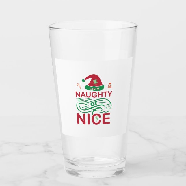 Naughn eller Snygg julgrodd med jultomtdesign Glaskopp (Framsida)