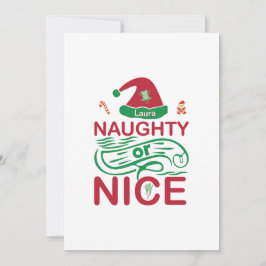 Naughn eller Snygg julgrodd med jultomtdesign Inbjudningar
