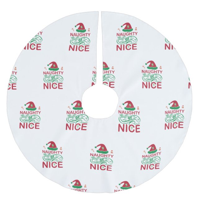 Naughn eller Snygg julgrodd med jultomtdesign Julgransmatta Borstad Polyester (Framsidan)