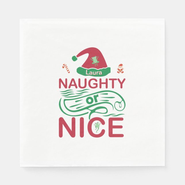 Naughn eller Snygg julgrodd med jultomtdesign Pappersservett (Framsidan)
