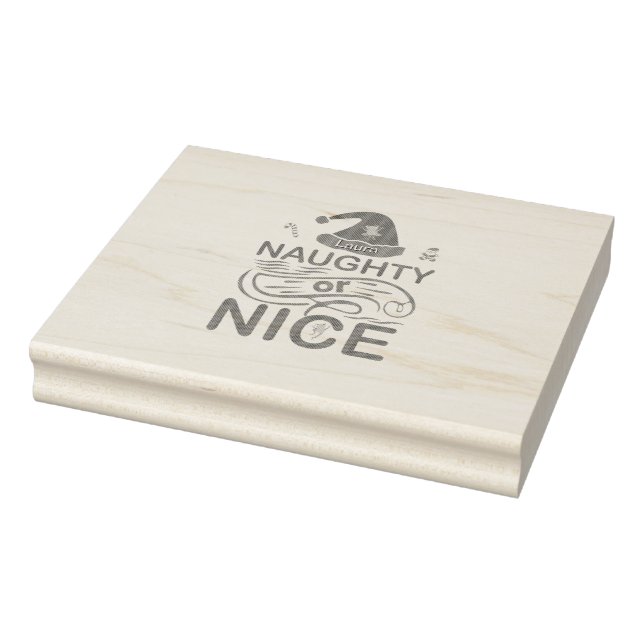 Naughn eller Snygg julgrodd med jultomtdesign Stämpel (Stämpel)