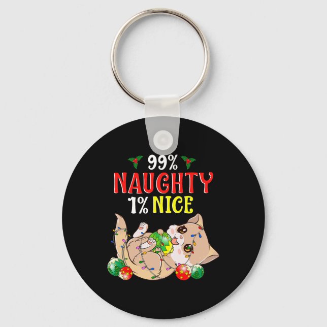 Naughn eller Snygg julklapp Funny Humor 1 Nyckelring (Framsida)