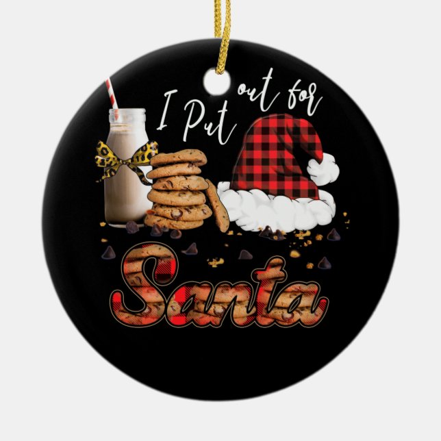 Naughn jag la ut för jultomten Mjölk Cookies Julgransprydnad Keramik (Framsidan)