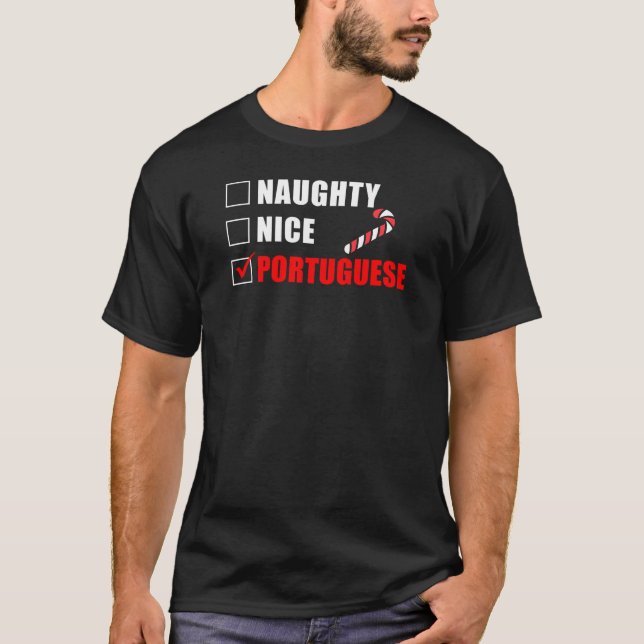Naughn Nice Portugisisk juldesign T Shirt (Framsida)