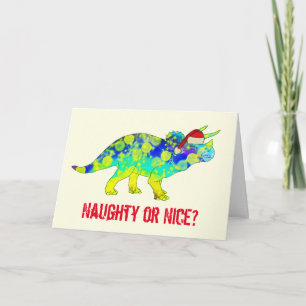 Naught eller nice Santa Triceratops dino-citat Kort