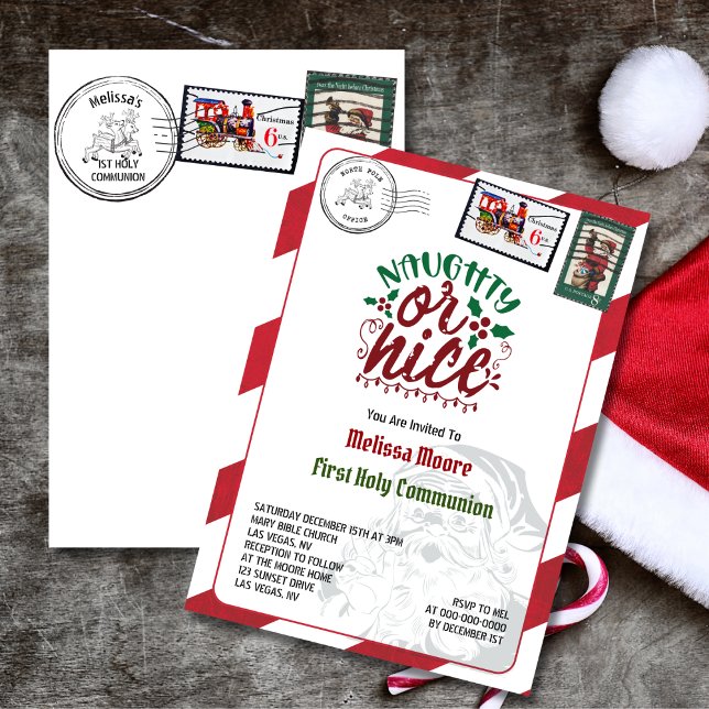 Naught eller nice Santas Brev North Pole Inbjudningar (Skapare uppladdad)