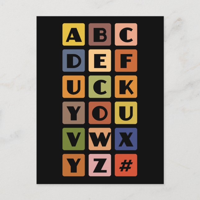 Naughty Alphabets anpassningsbar vycard Vykort (Framsida)