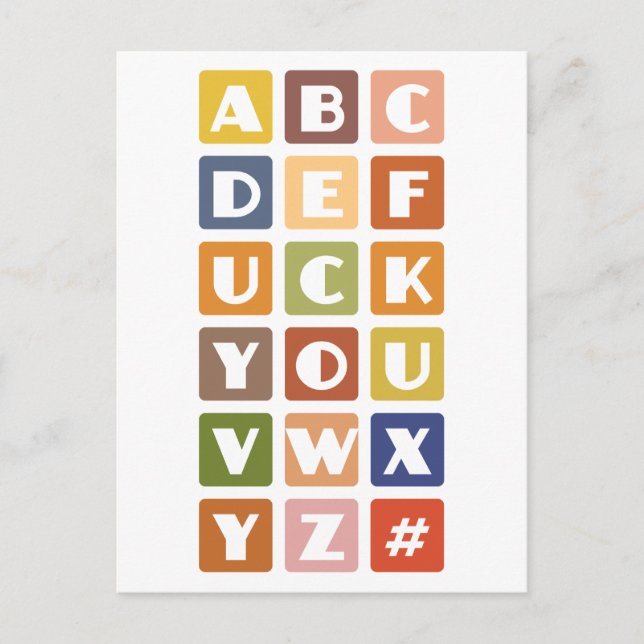 Naughty Alphabets anpassningsbar vycard Vykort (Framsida)