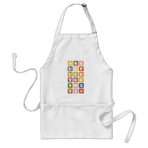 Naughty Alphabets apron - välj stil & färg Förkläde
