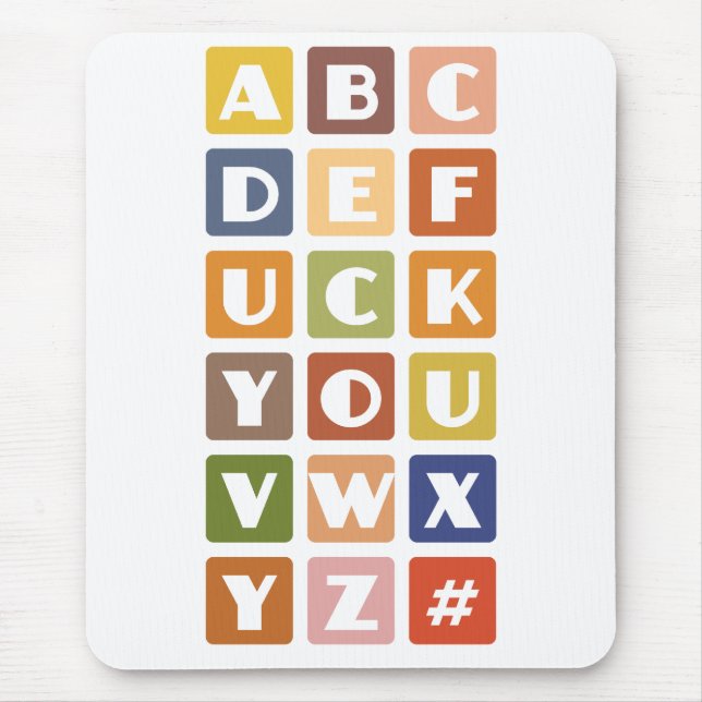 Naughty Alphabets mousepad Musmatta (Framsidan)