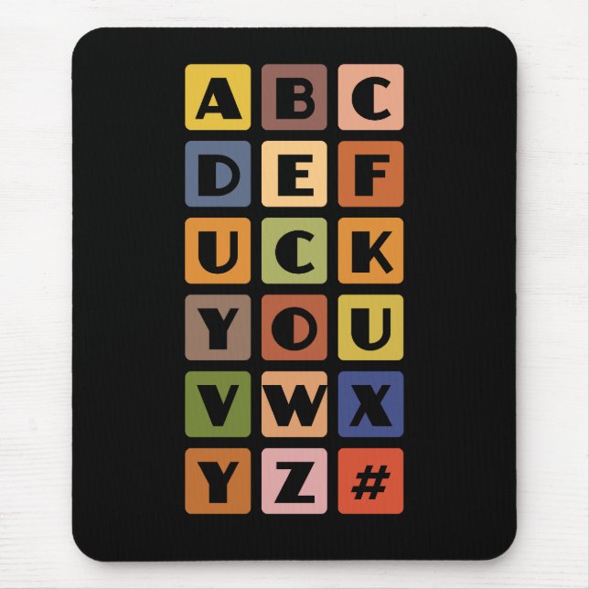 Naughty Alphabets mousepad Musmatta (Framsidan)