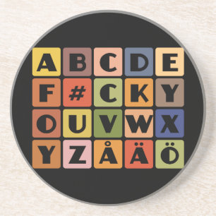 Naughty Alphabets underlägg Sandsten