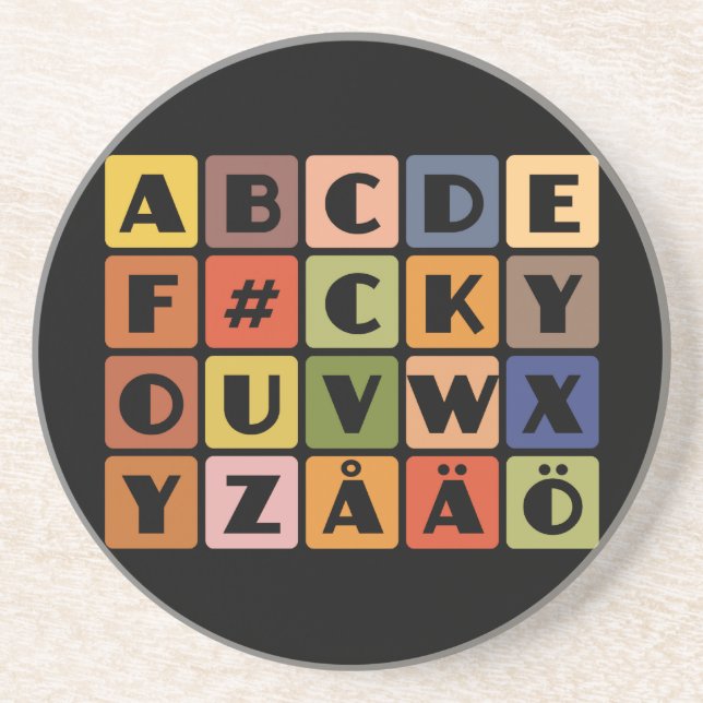 Naughty Alphabets underlägg Sandsten (Framsidan)