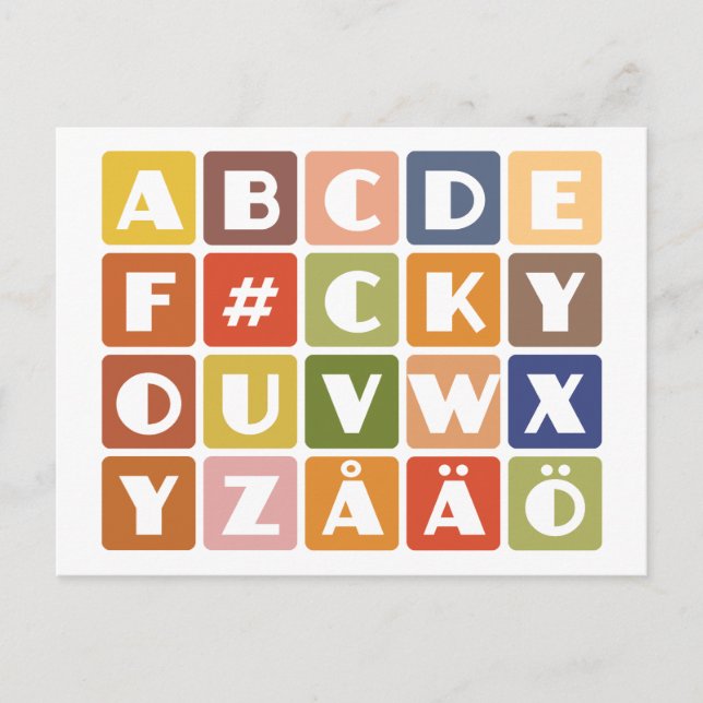 Naughty Alphabets vycard Vykort (Framsida)
