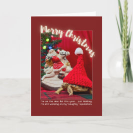 Naughty and Cute jul Baby Turtle with Santa Kort