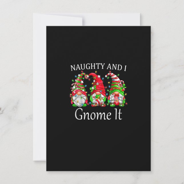 Naughty And I Gnome It Christmas Pajamas Gnomes Fu Inbjudningar (Framsida)