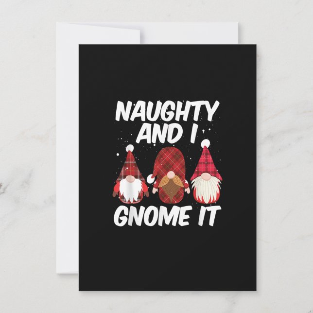 Naughty And I Gnome It Nordic Gnomes Christmas Nau Inbjudningar (Framsida)