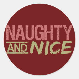 Naughty AND Nice-anpassningsbar-klistermärken Runt Klistermärke