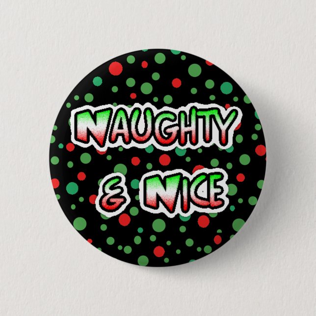 Naughty and Nice jul Humor Button Knapp (Framsida)