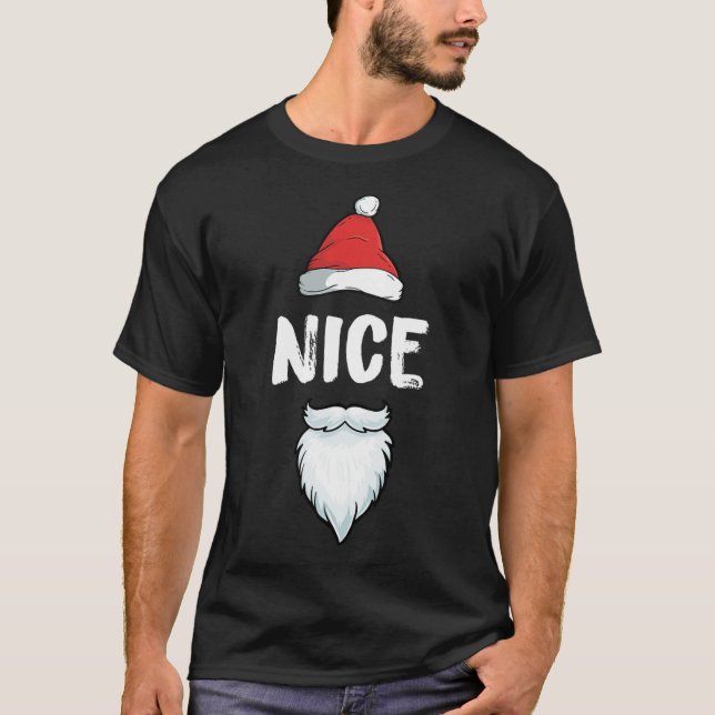 Naughty and Nice Matchande jul Pajamas for Ki T Shirt (Framsida)