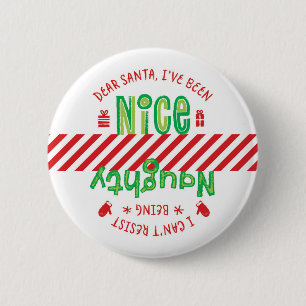 Naughty and Nice Santa Helgdag jul Button Knapp