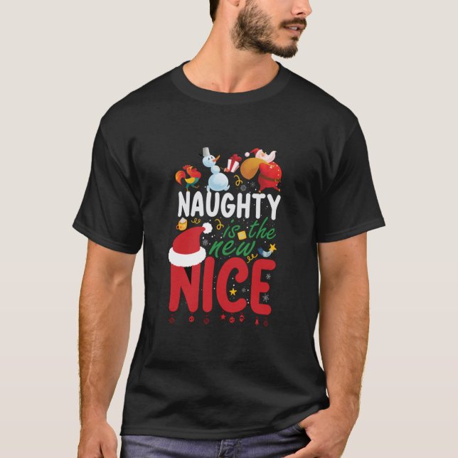 Naughty är det nya trevliga t shirt (Framsida)