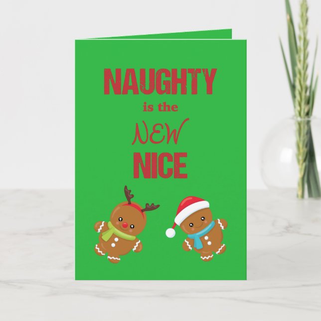 Naughty är New Nice med Gingerbröd Boys Helgkort (Framsida)