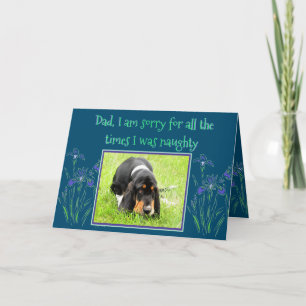 Naughty Basset Hound on Funny Pappa Birthday Card Kort