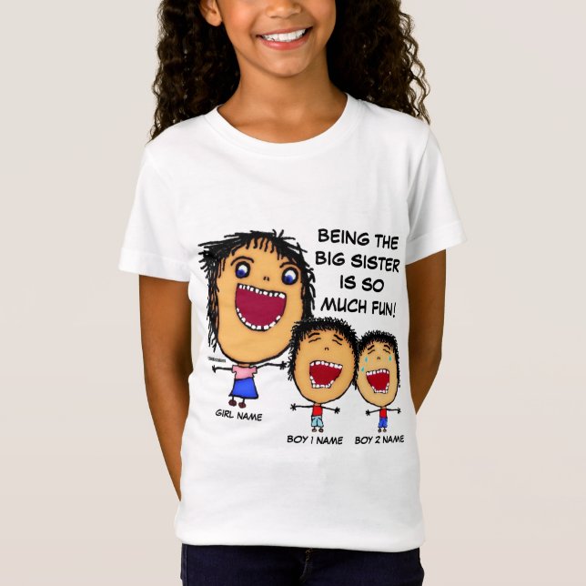 Naughty Big Sister Tecknad Tee Shirt (Framsida)