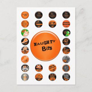 Naughty Bits Merit Badges Vykort