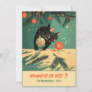 Naughty Black Cat jul - platta Helgdag Julkort