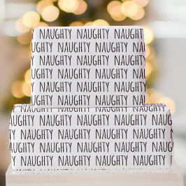 Naughty Black White Typography Mönster jul Presentpapper