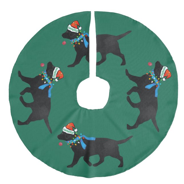 Naughty but Nice Black Labrador jul Julgransmatta Fusklinne (Framsidan)