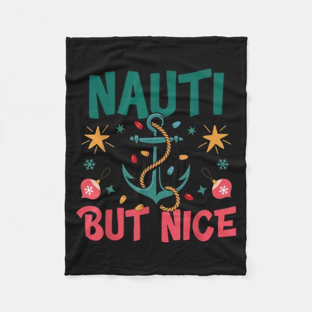Naughty But Nice Funny Nautical Christmas Pun Joke Fleecefilt (Framsidan)