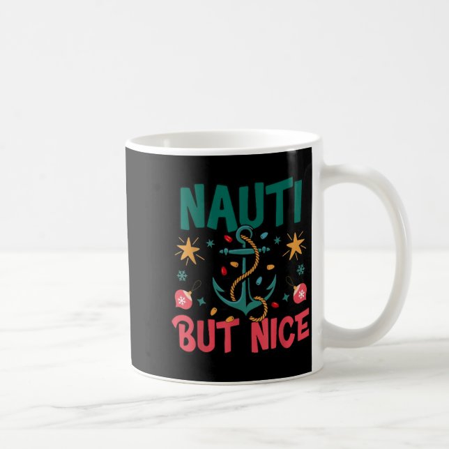 Naughty But Nice Funny Nautical Christmas Pun Joke Kaffemugg (Höger)
