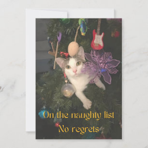 Naughty Cat i Julgran Flat Julkort