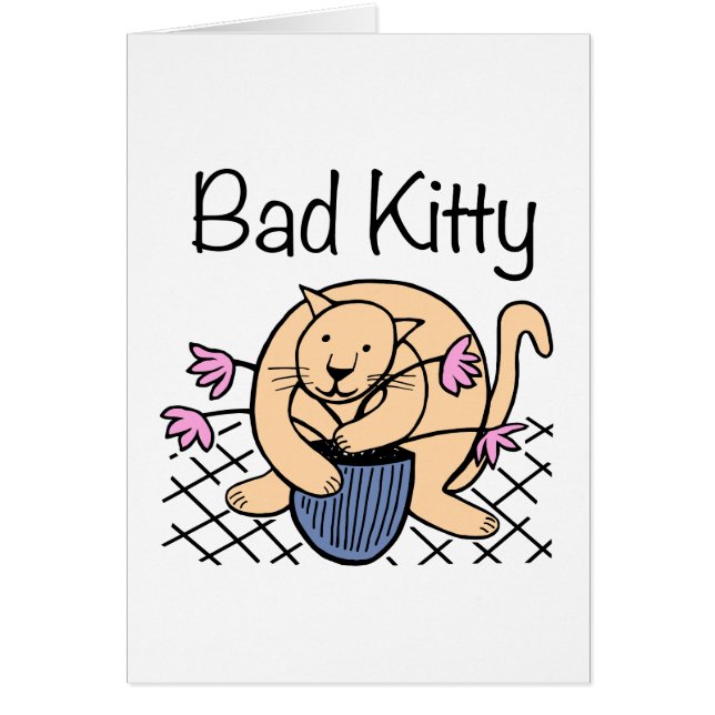 Naughty Cat Tecknad Hälsningskort (Framsidan)