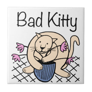 Naughty Cat Tecknad Kakelplatta