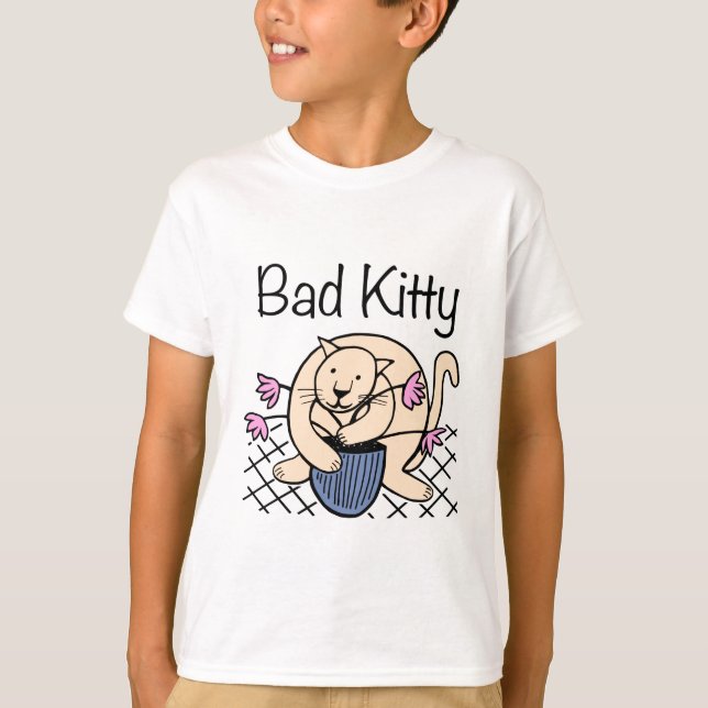 Naughty Cat Tecknad T-shirt (Framsida)